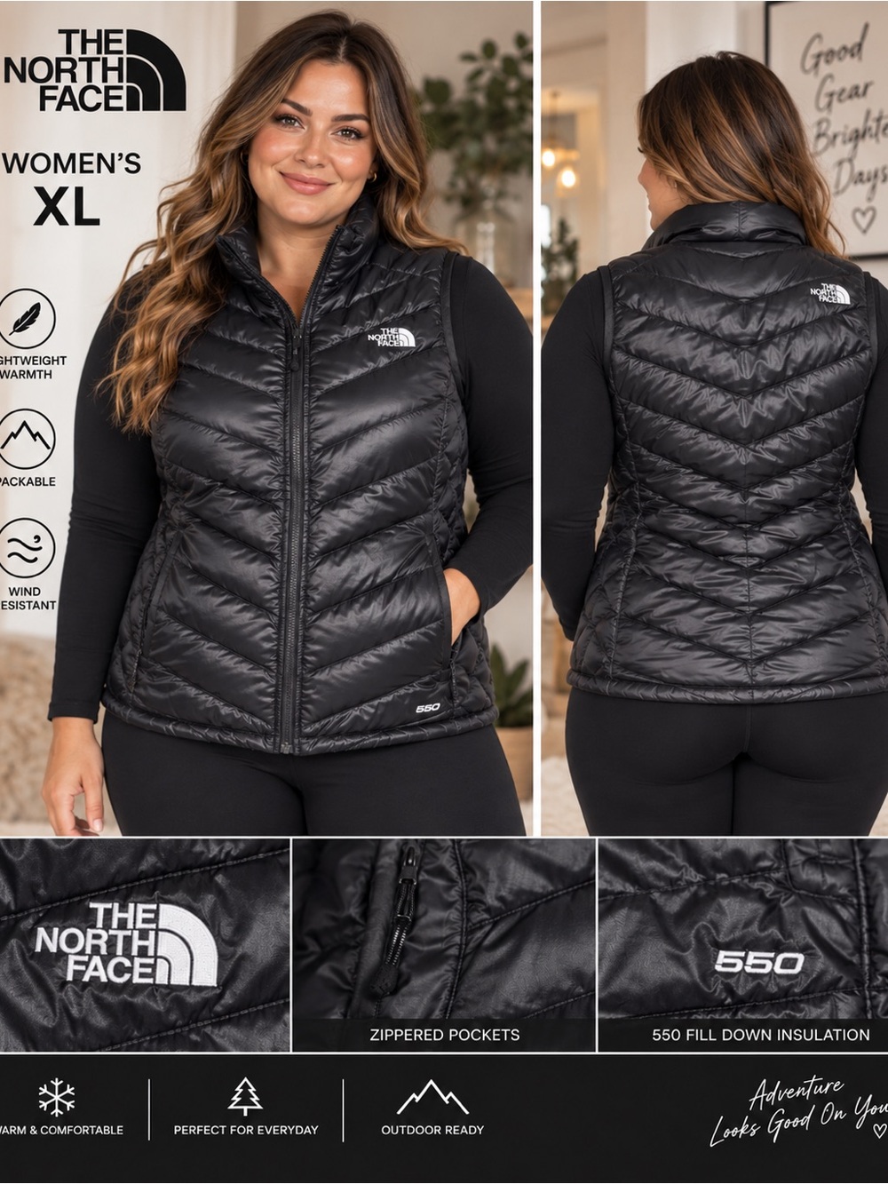 The North Face Women’s Black Quilted Packable Down Vest
